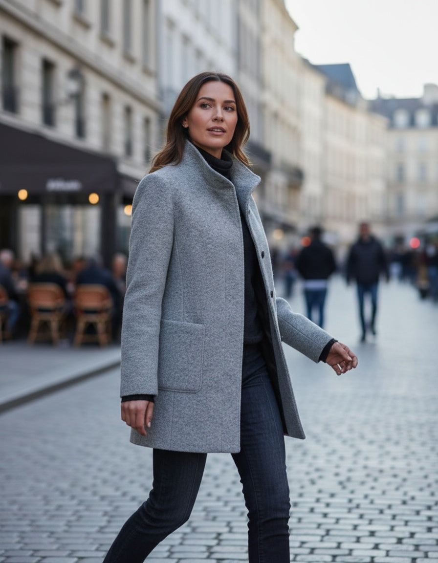 Manteau Laine Élégant Femme – Chic Automne/Hiver