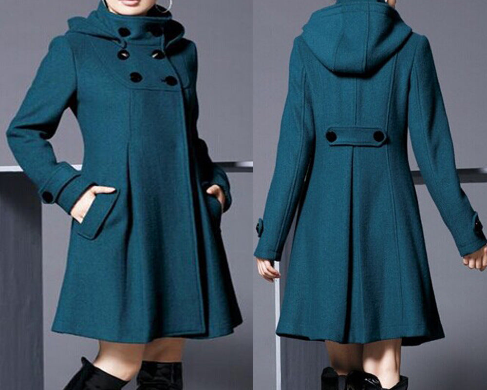 Saphir d’Hiver | MANTEAU EN LAINE ÉLÉGANT AVEC CAPUCHE