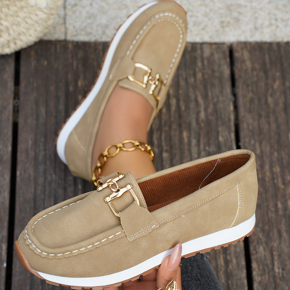 MilaSoft Khaki Moccasins