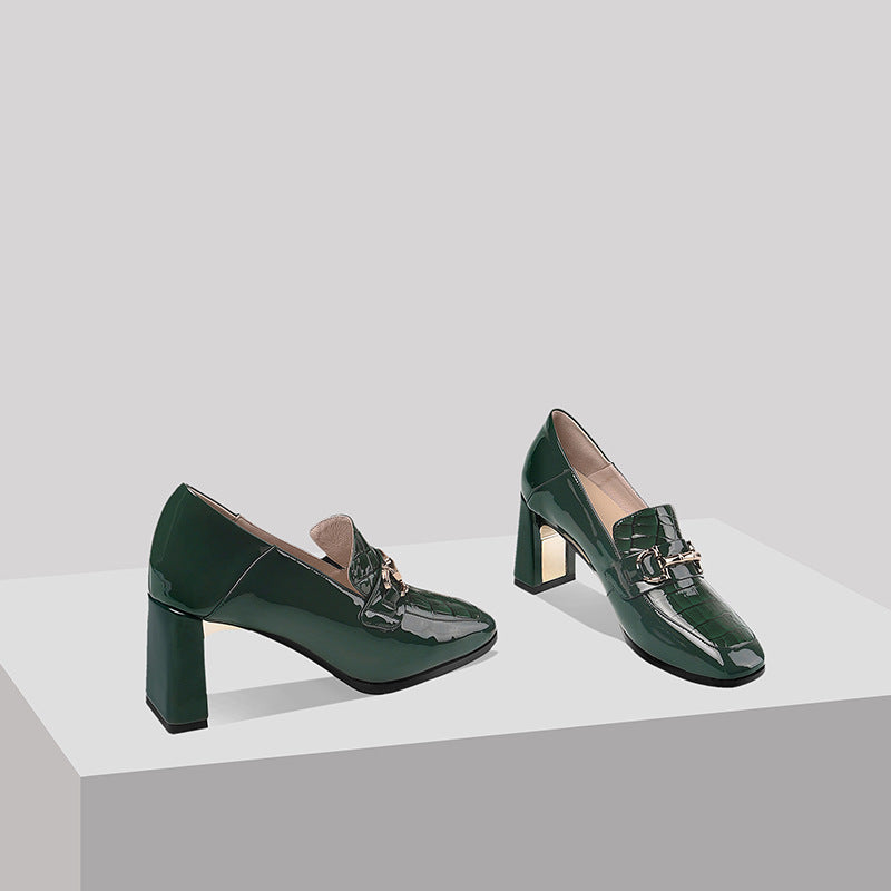 Chaussures à Talon Chunky en Cuir Verni