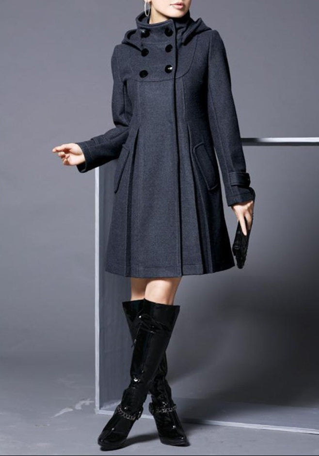 Saphir d’Hiver | MANTEAU EN LAINE ÉLÉGANT AVEC CAPUCHE