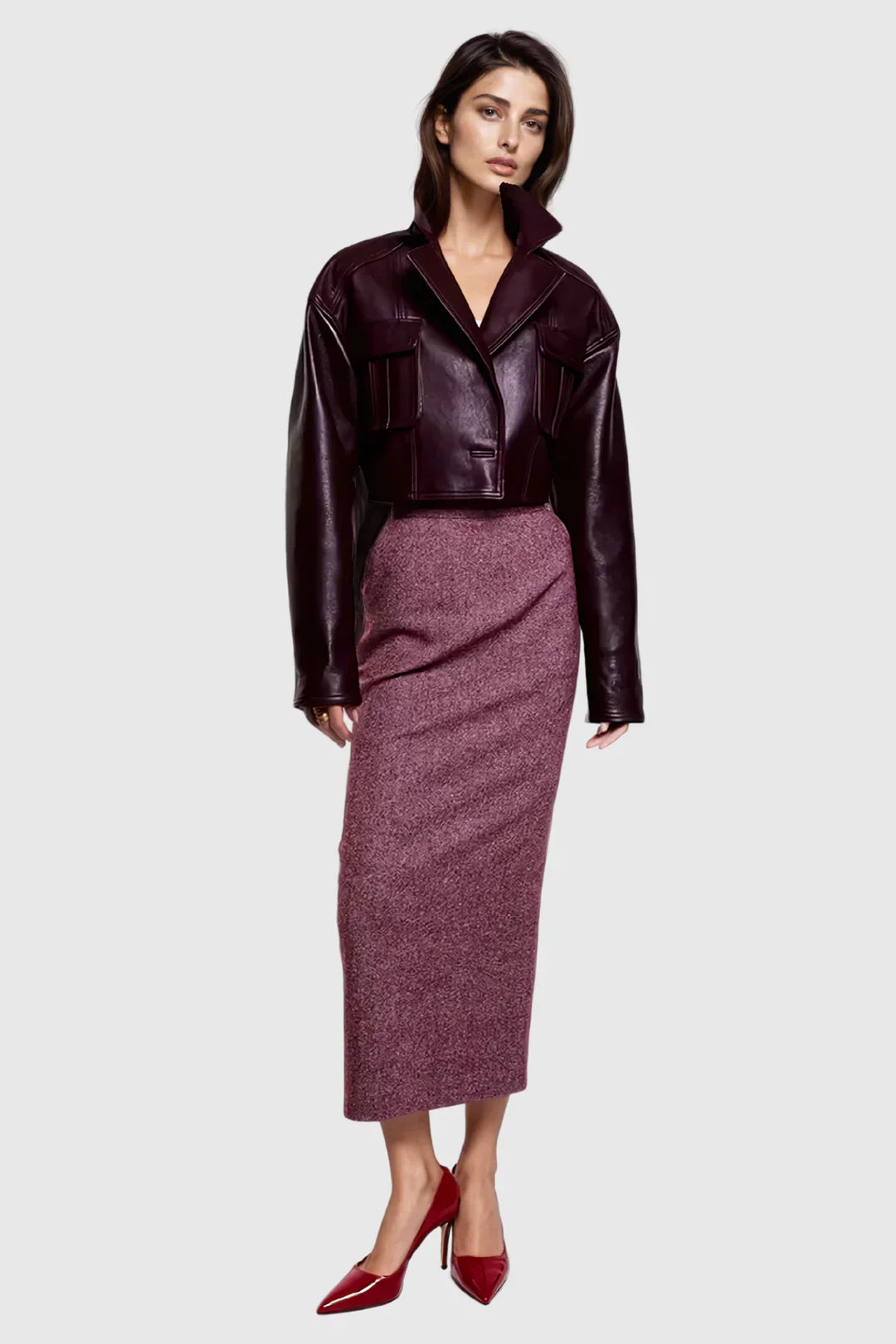 Blouson Cuir Patchwork Femme Tendance