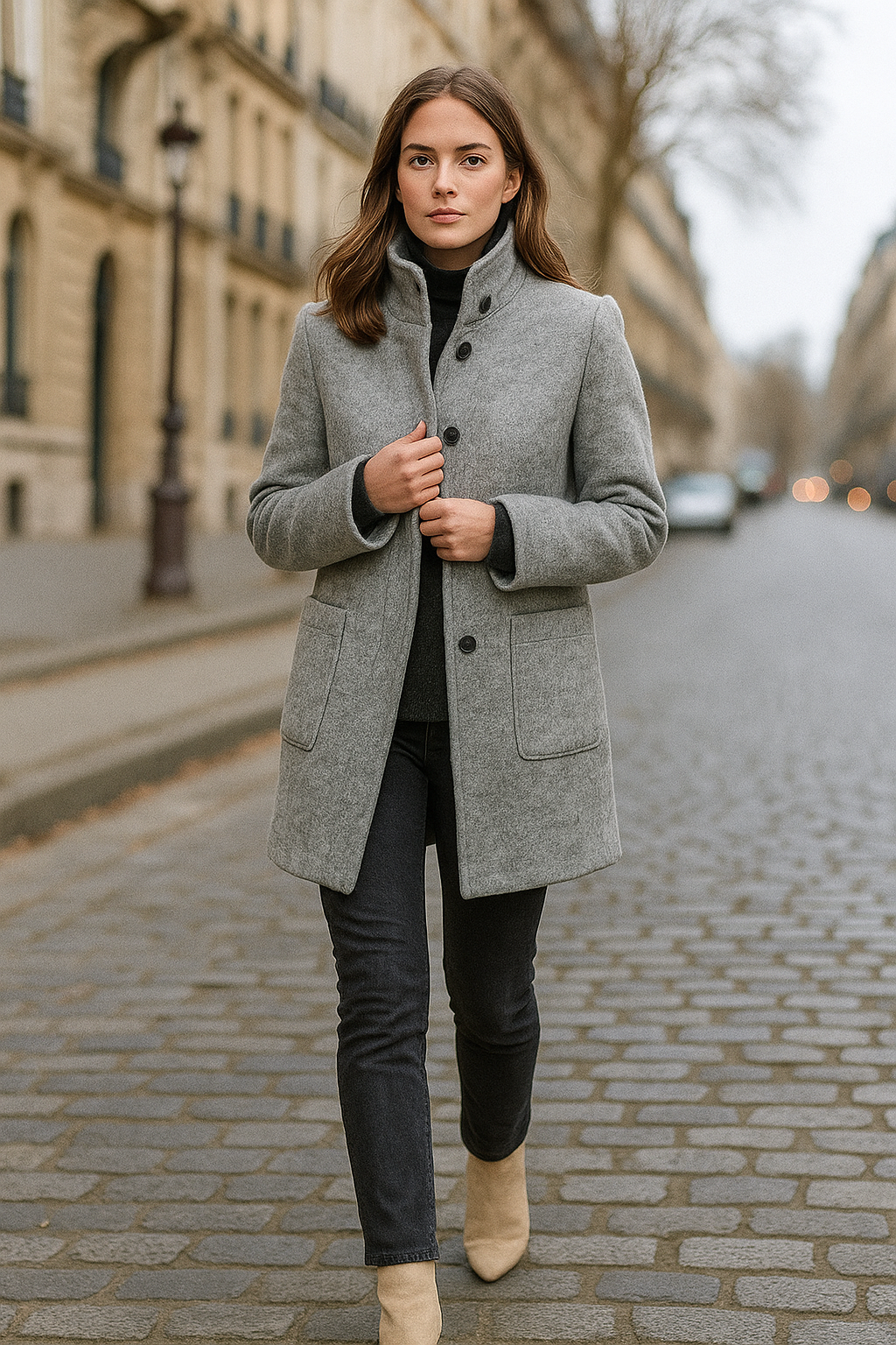 Manteau Laine Élégant Femme – Chic Automne/Hiver