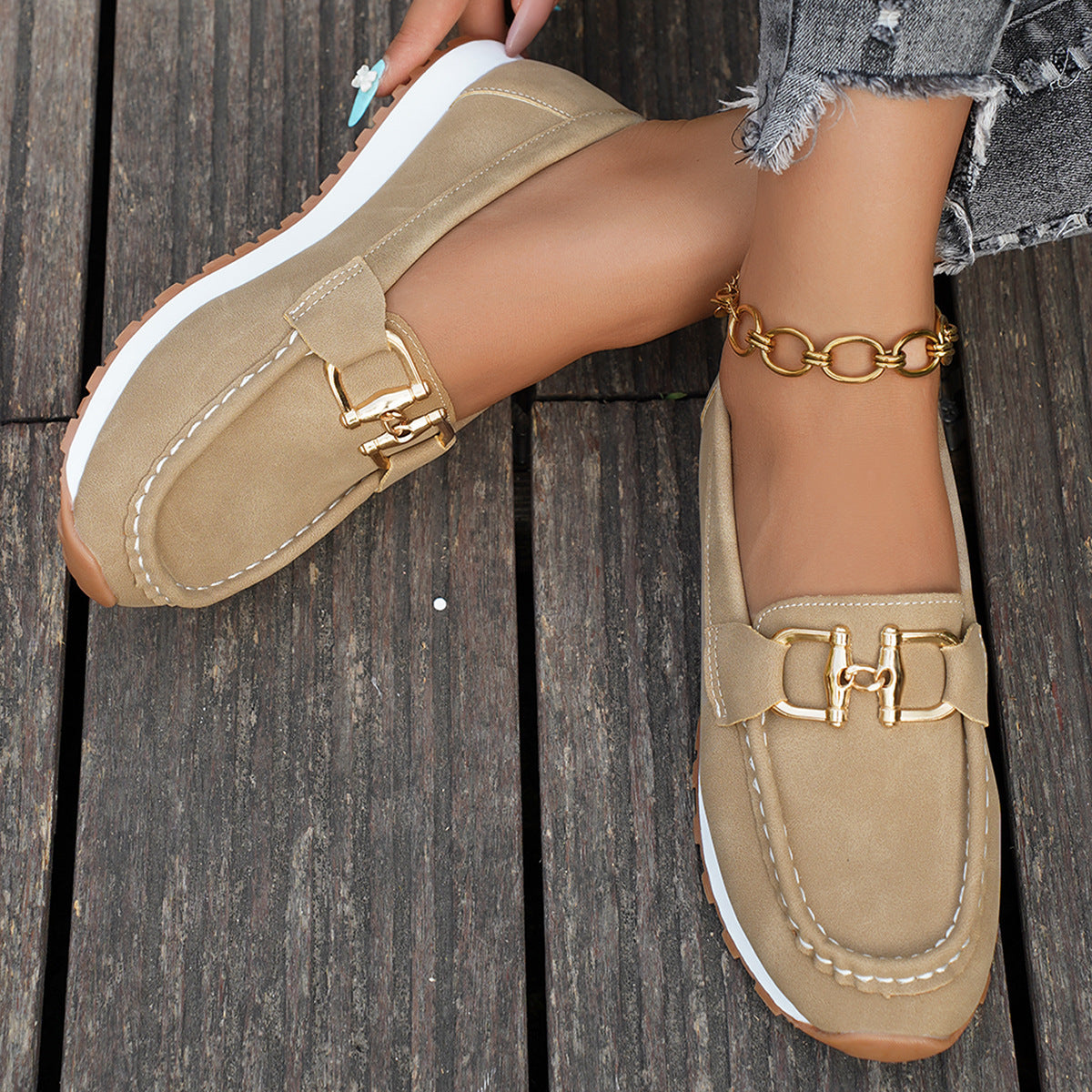 MilaSoft Khaki Moccasins